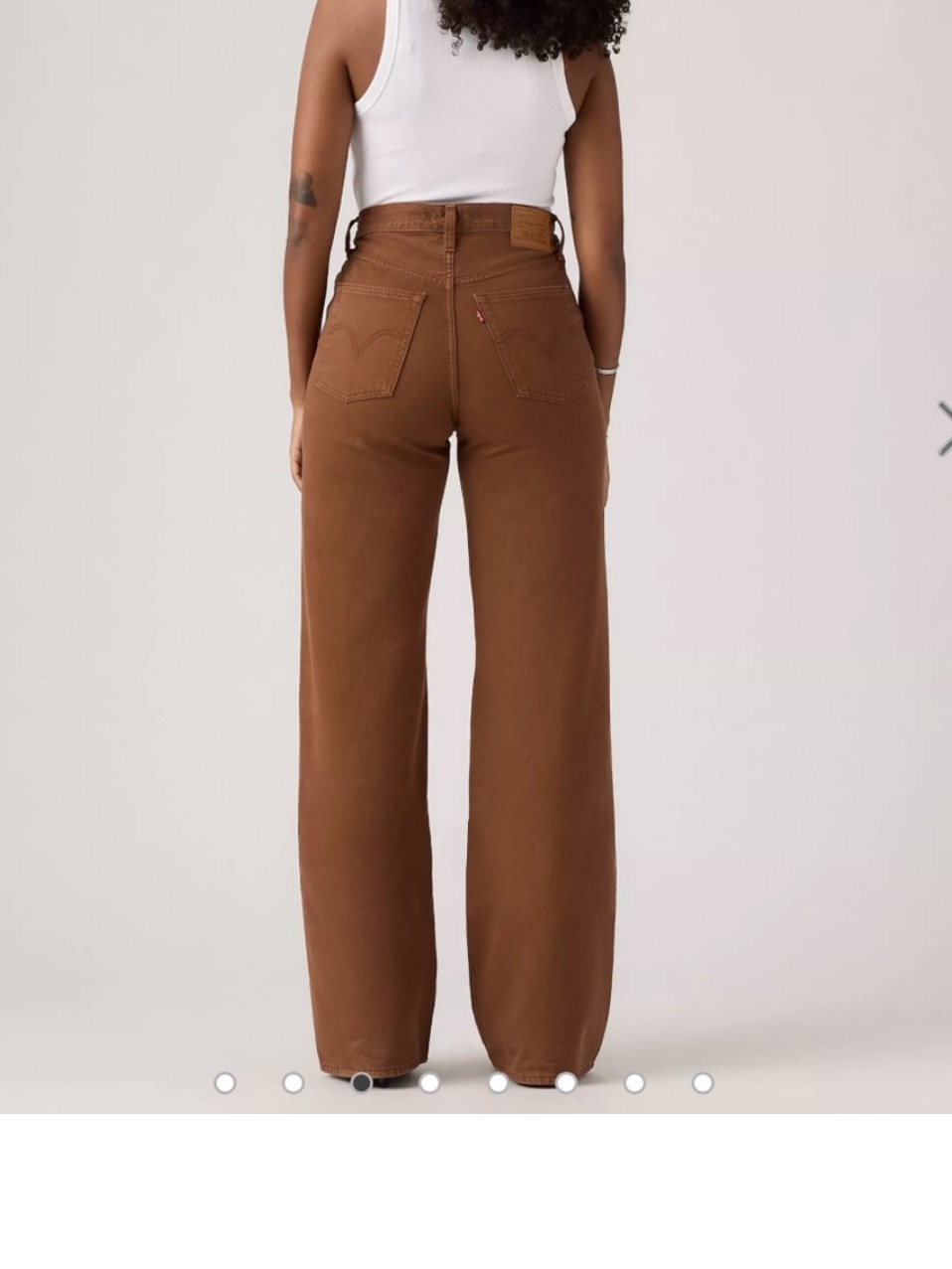 Levi's Ribcage Wide Leg Jeans Womens 26 Brown Excellent High Rise Cotton Denim